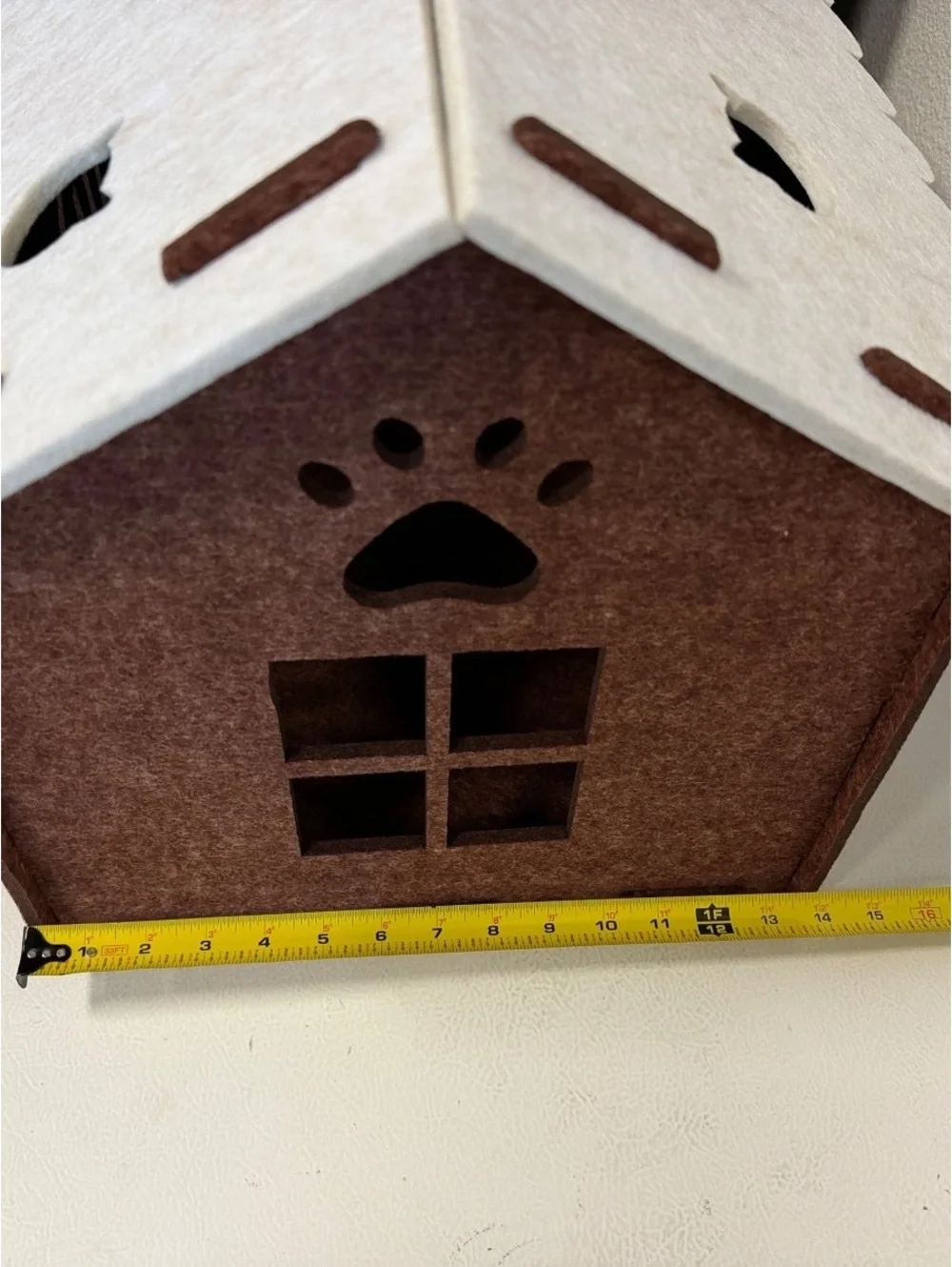 Felt Cat House Condo Indoor Kitten Bed Cave Pet Playhouse Brown Cream 19